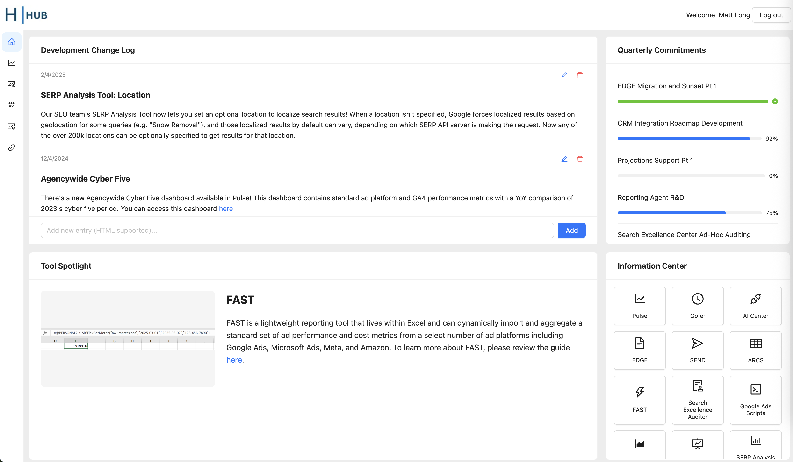 The original Hub homepage, pre-redesign